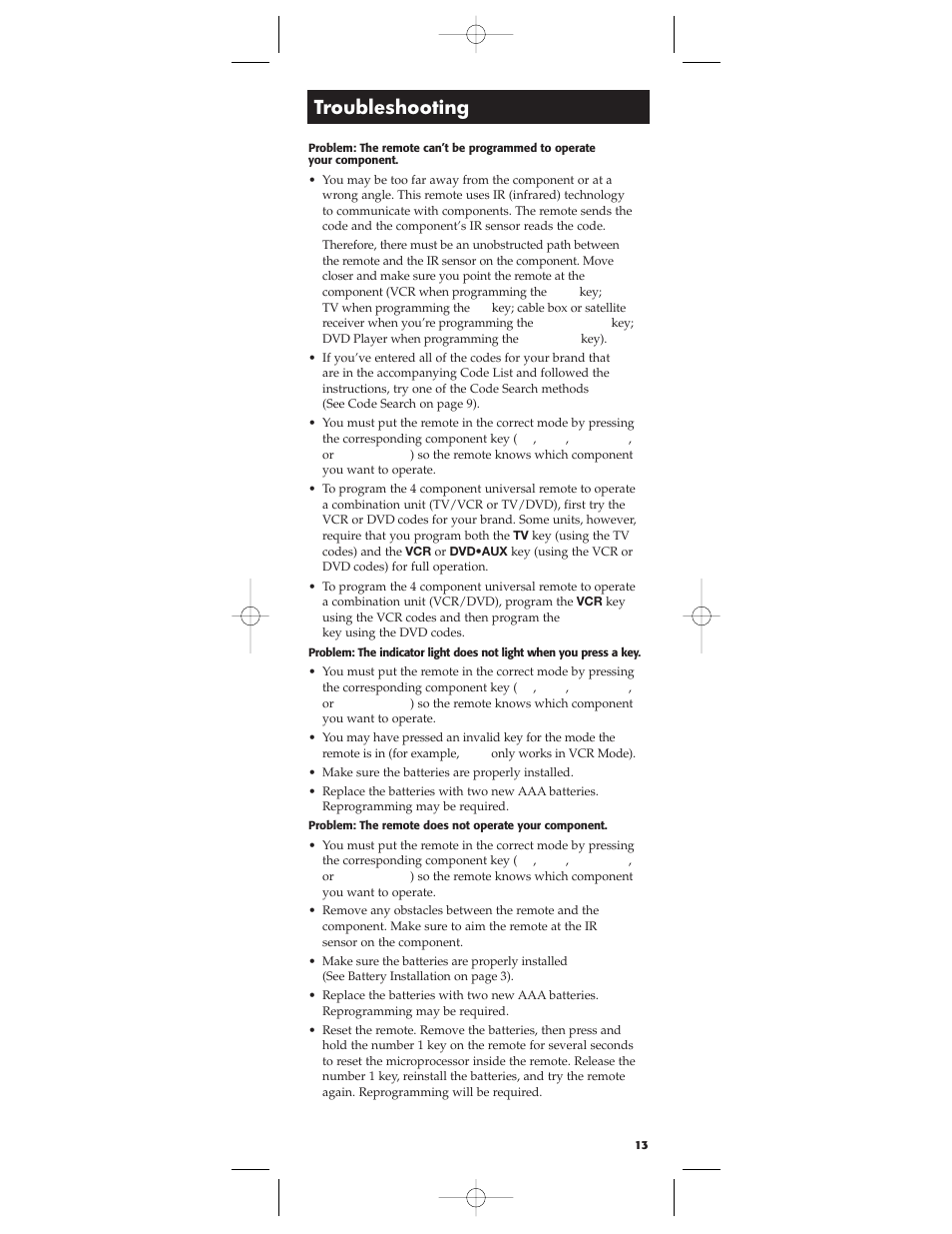 Troubleshooting | RCA RCU404 User Manual | Page 13 / 16