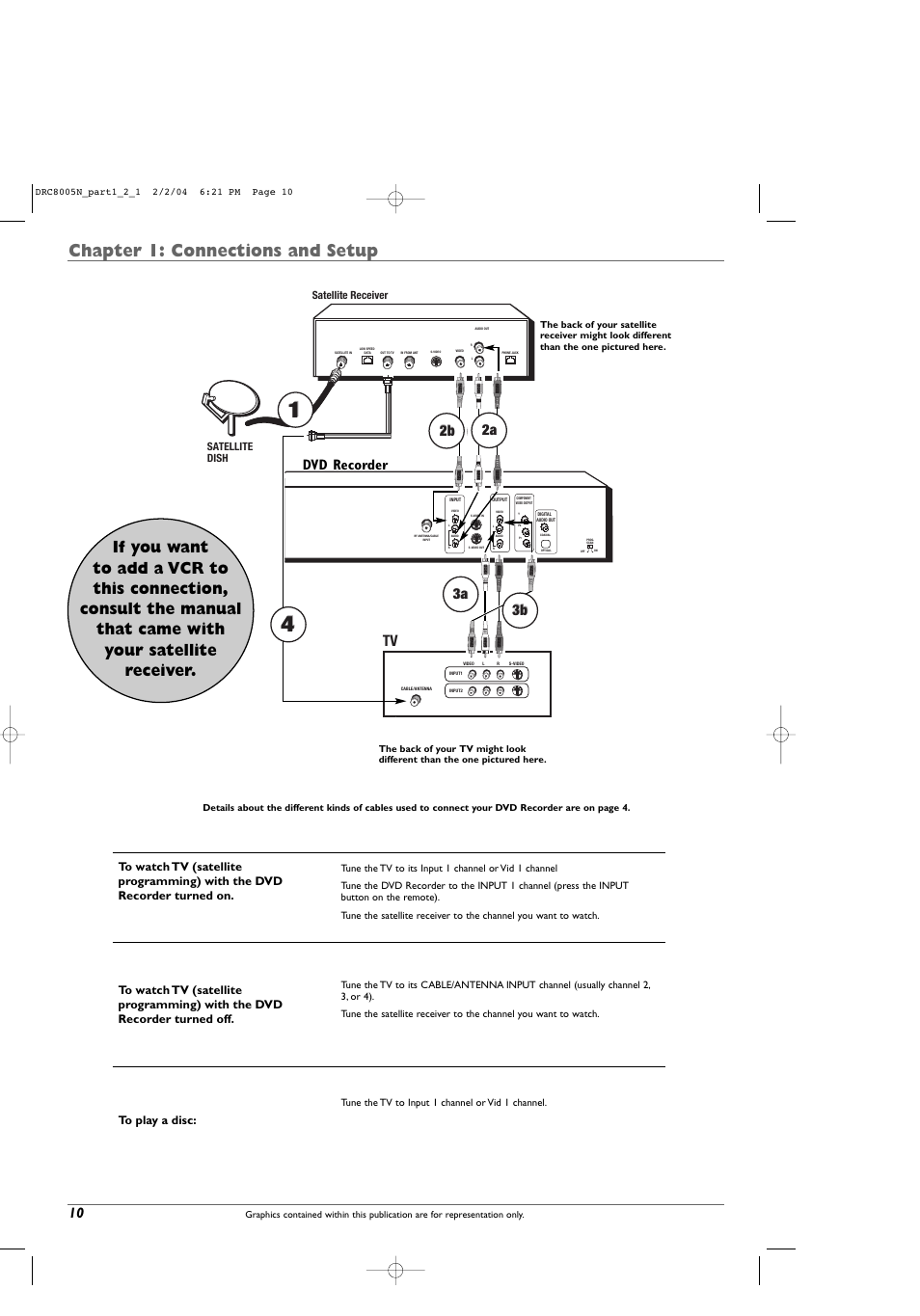 Chapter 1: connections and setup, Dvd recorder 10 | RCA DRC8005N User Manual | Page 12 / 60