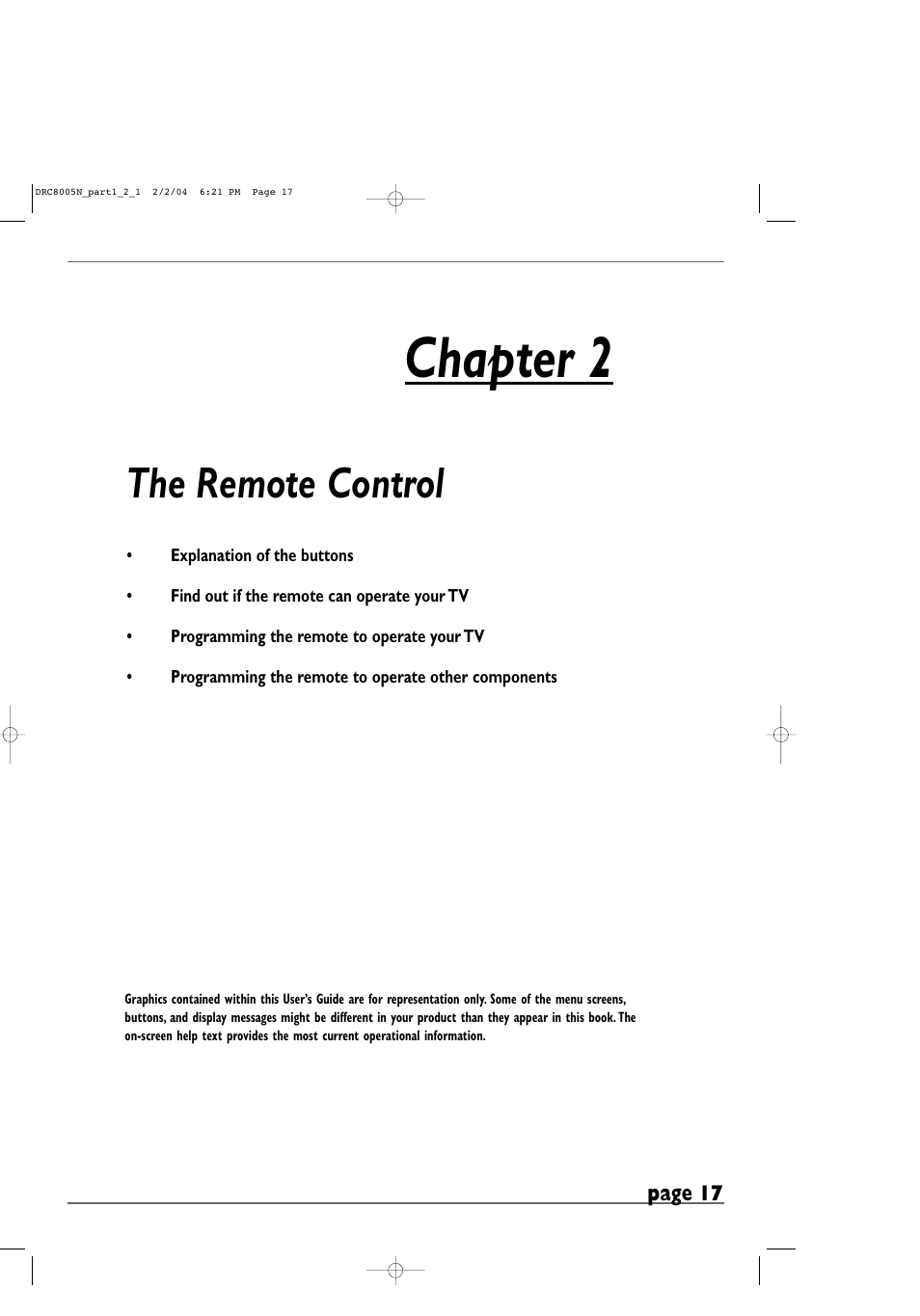Chapter 2, The remote control | RCA DRC8005N User Manual | Page 19 / 60