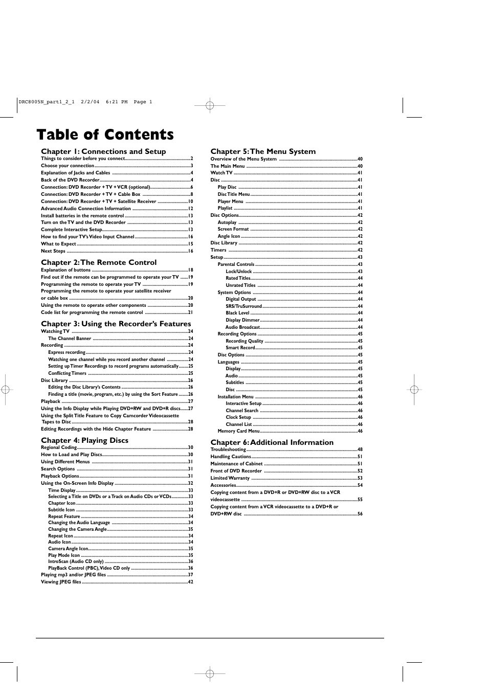 RCA DRC8005N User Manual | Page 3 / 60