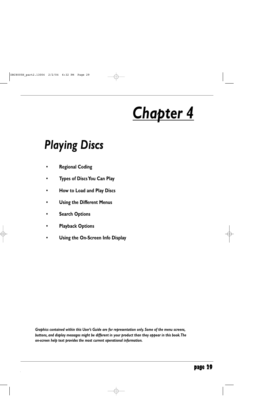 Chapter 4, Playing discs | RCA DRC8005N User Manual | Page 31 / 60