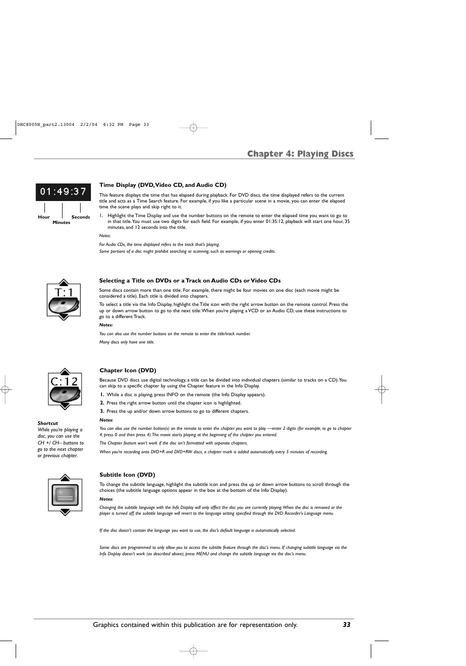 Chapter 4: playing discs | RCA DRC8005N User Manual | Page 35 / 60