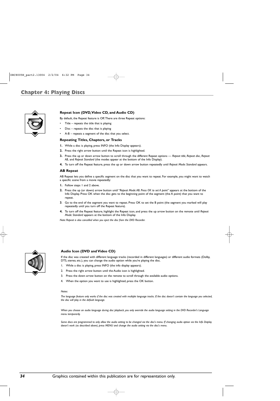 Chapter 4: playing discs | RCA DRC8005N User Manual | Page 36 / 60