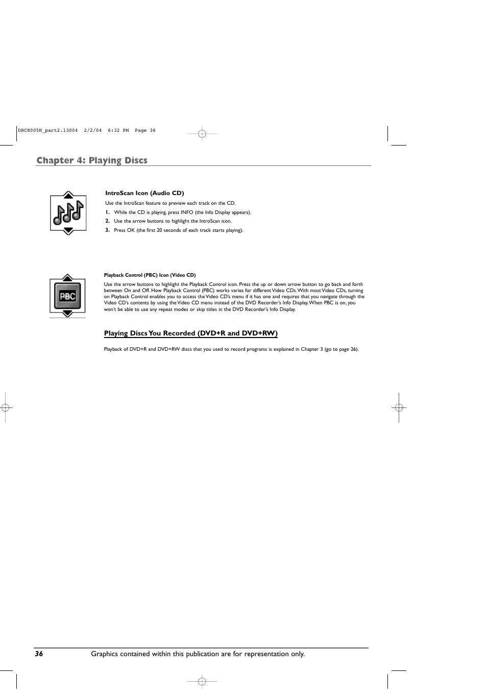 Chapter 4: playing discs | RCA DRC8005N User Manual | Page 38 / 60