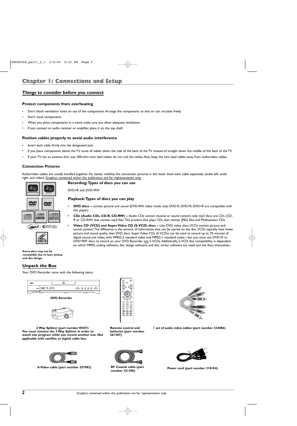 Chapter 1: connections and setup | RCA DRC8005N User Manual | Page 4 / 60