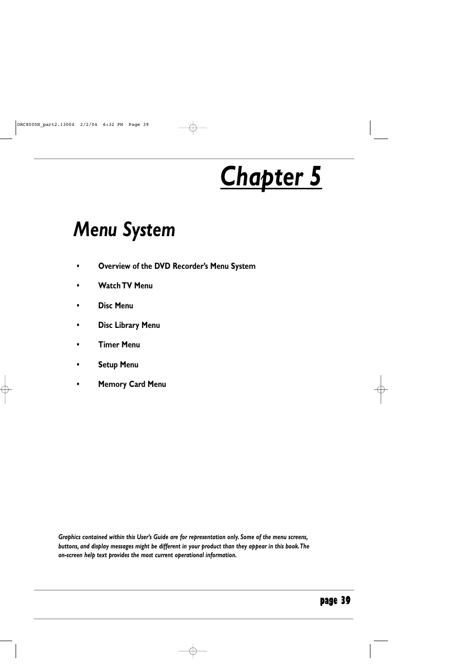 Chapter 5, Menu system | RCA DRC8005N User Manual | Page 41 / 60