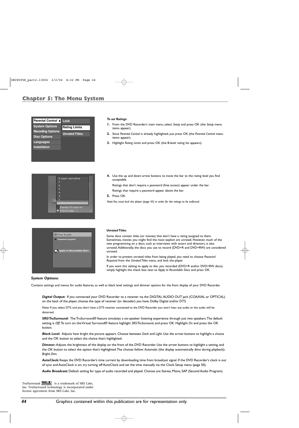 Chapter 5: the menu system | RCA DRC8005N User Manual | Page 46 / 60