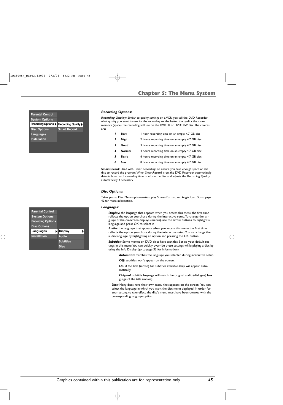 Chapter 5: the menu system | RCA DRC8005N User Manual | Page 47 / 60