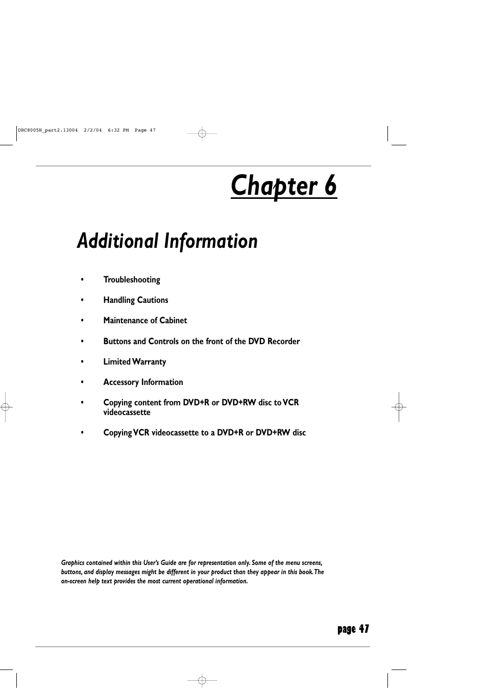 Chapter 6, Additional information | RCA DRC8005N User Manual | Page 49 / 60