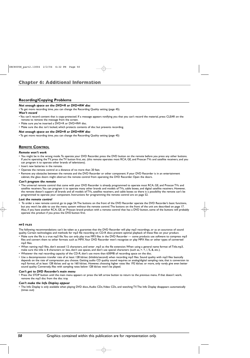 Chapter 6: additional information | RCA DRC8005N User Manual | Page 52 / 60