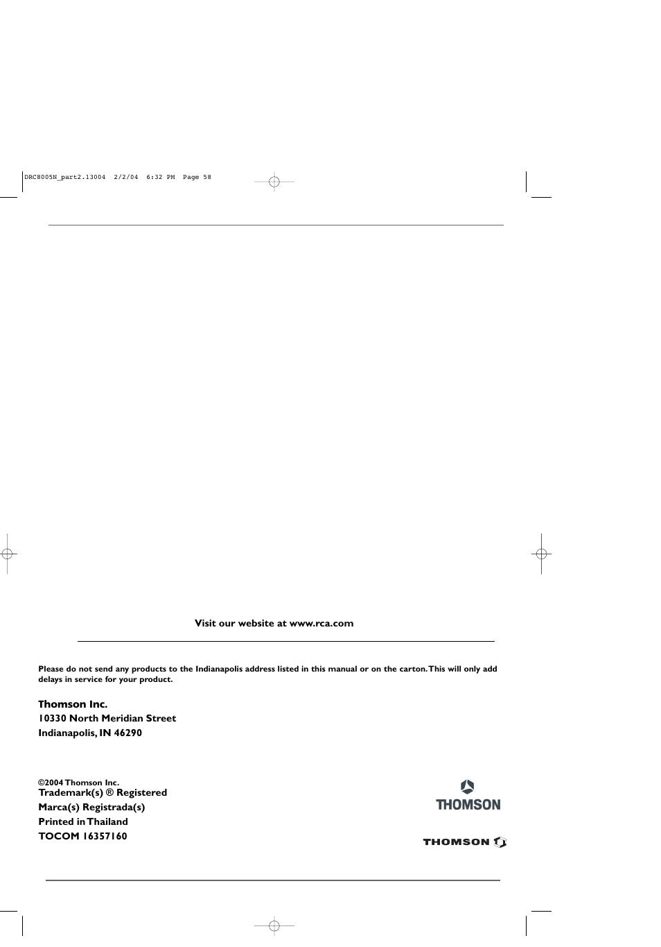 RCA DRC8005N User Manual | Page 60 / 60