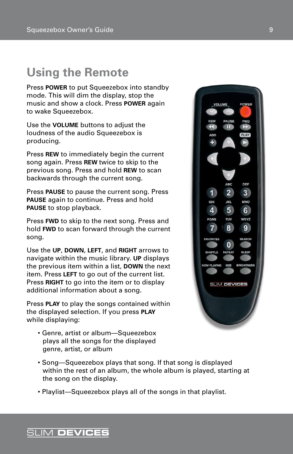 Using the remote, Slim devices | RCA SLIM DEVICE User Manual | Page 11 / 32