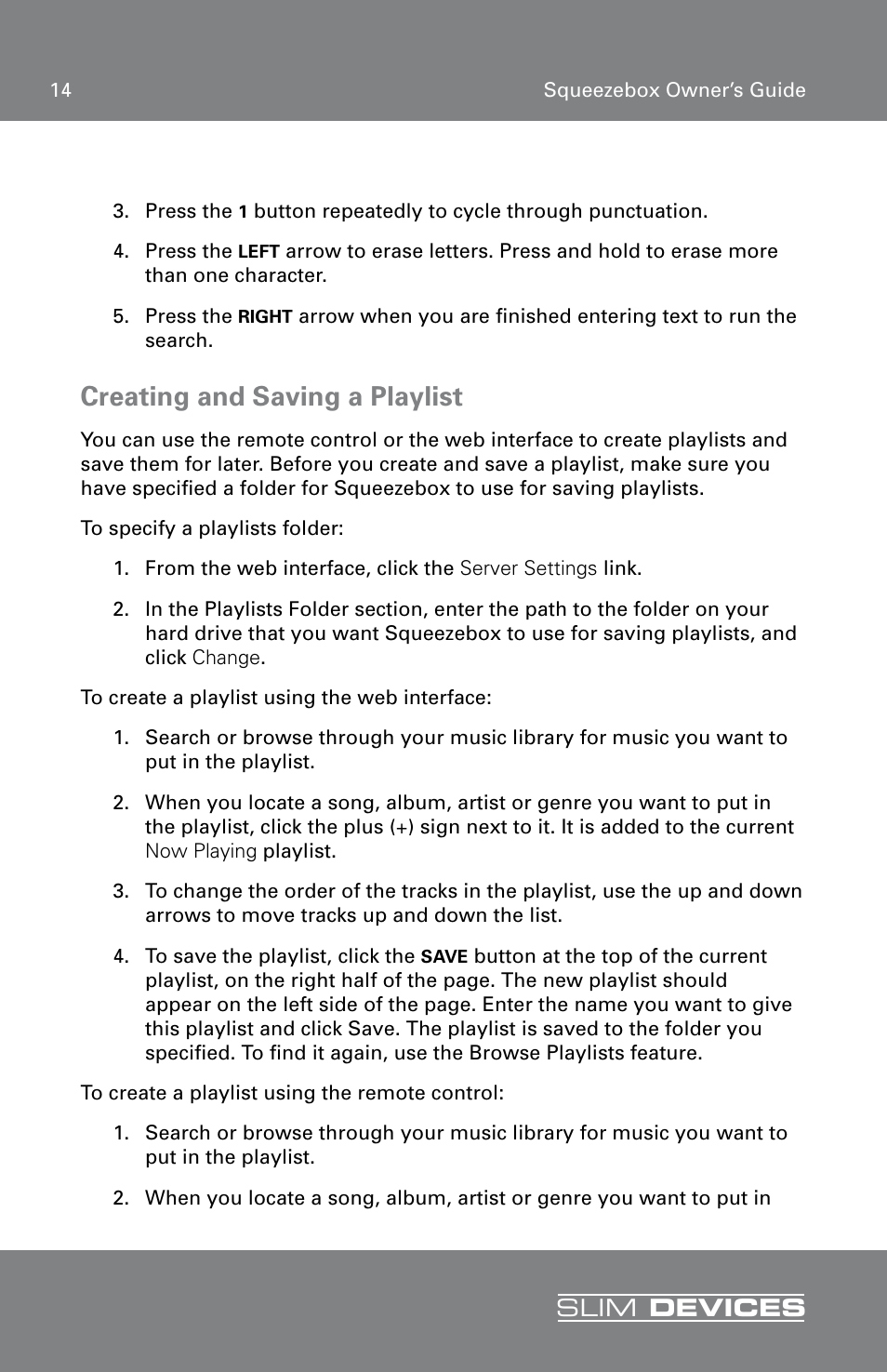 Creating and saving a playlist, Slim devices | RCA SLIM DEVICE User Manual | Page 16 / 32