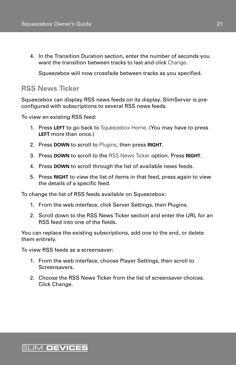 Rss news ticker, Slim devices | RCA SLIM DEVICE User Manual | Page 23 / 32