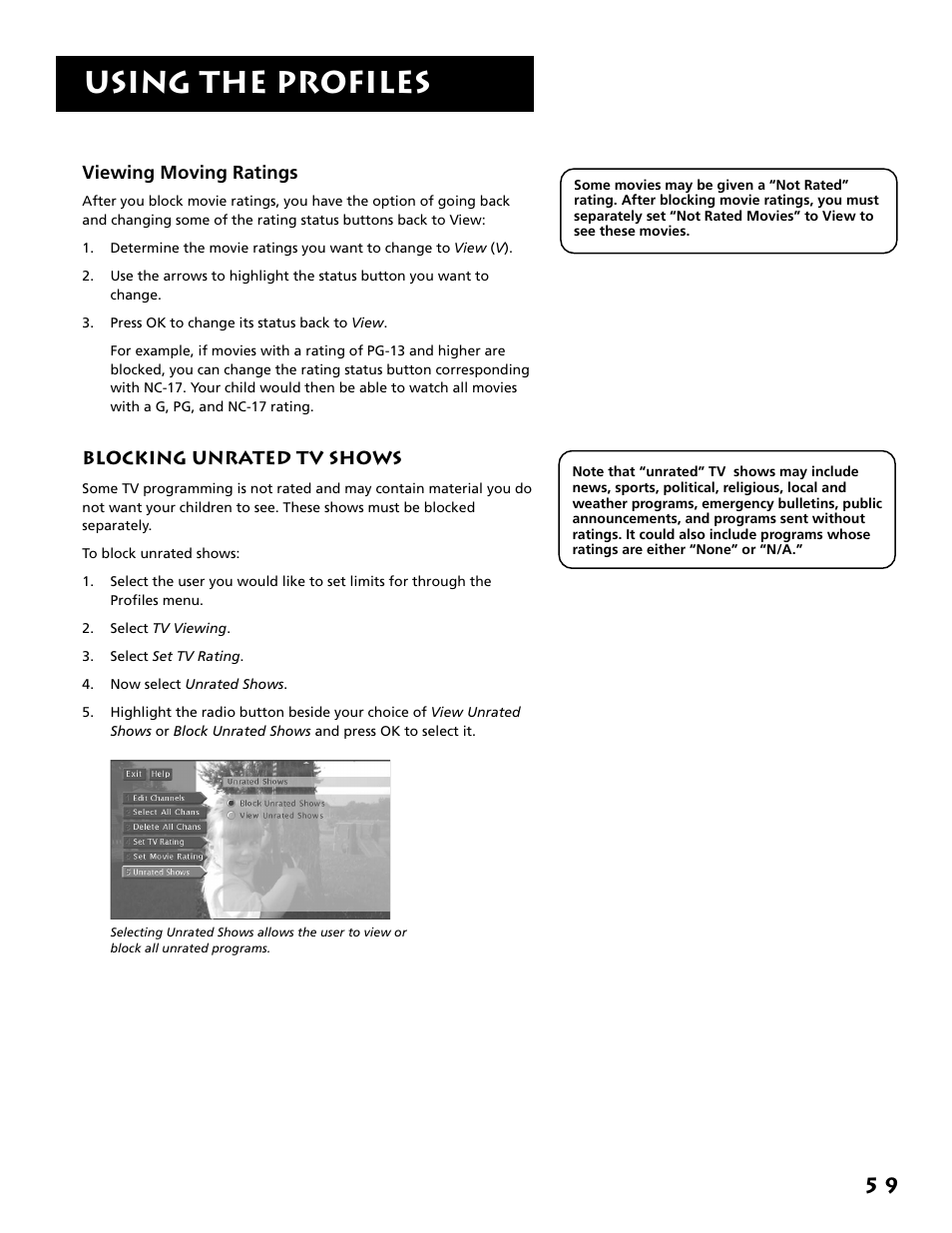 Using the profiles | RCA F38310 User Manual | Page 63 / 100