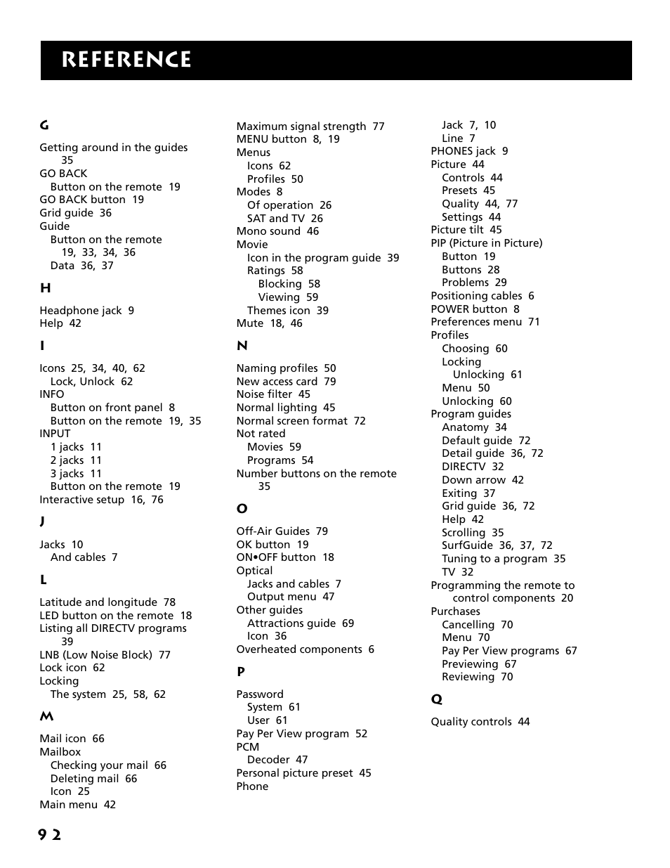 Reference | RCA F38310 User Manual | Page 96 / 100