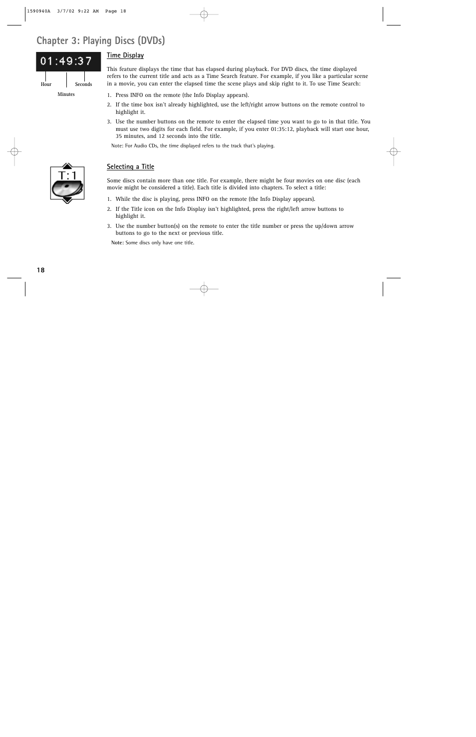 Chapter 3: playing discs (dvds) | RCA DRC220N User Manual | Page 20 / 68