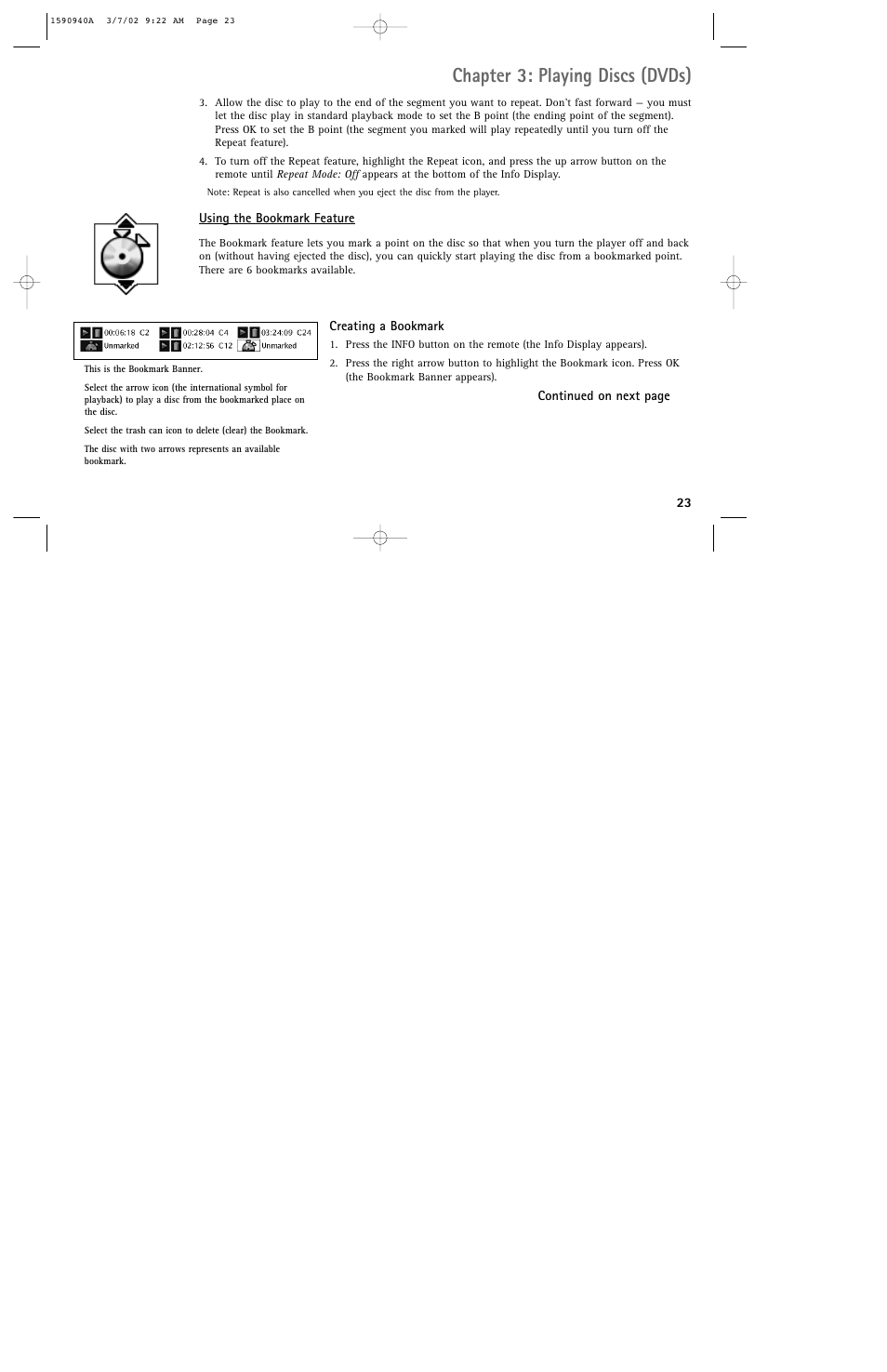 Chapter 3: playing discs (dvds) | RCA DRC220N User Manual | Page 25 / 68