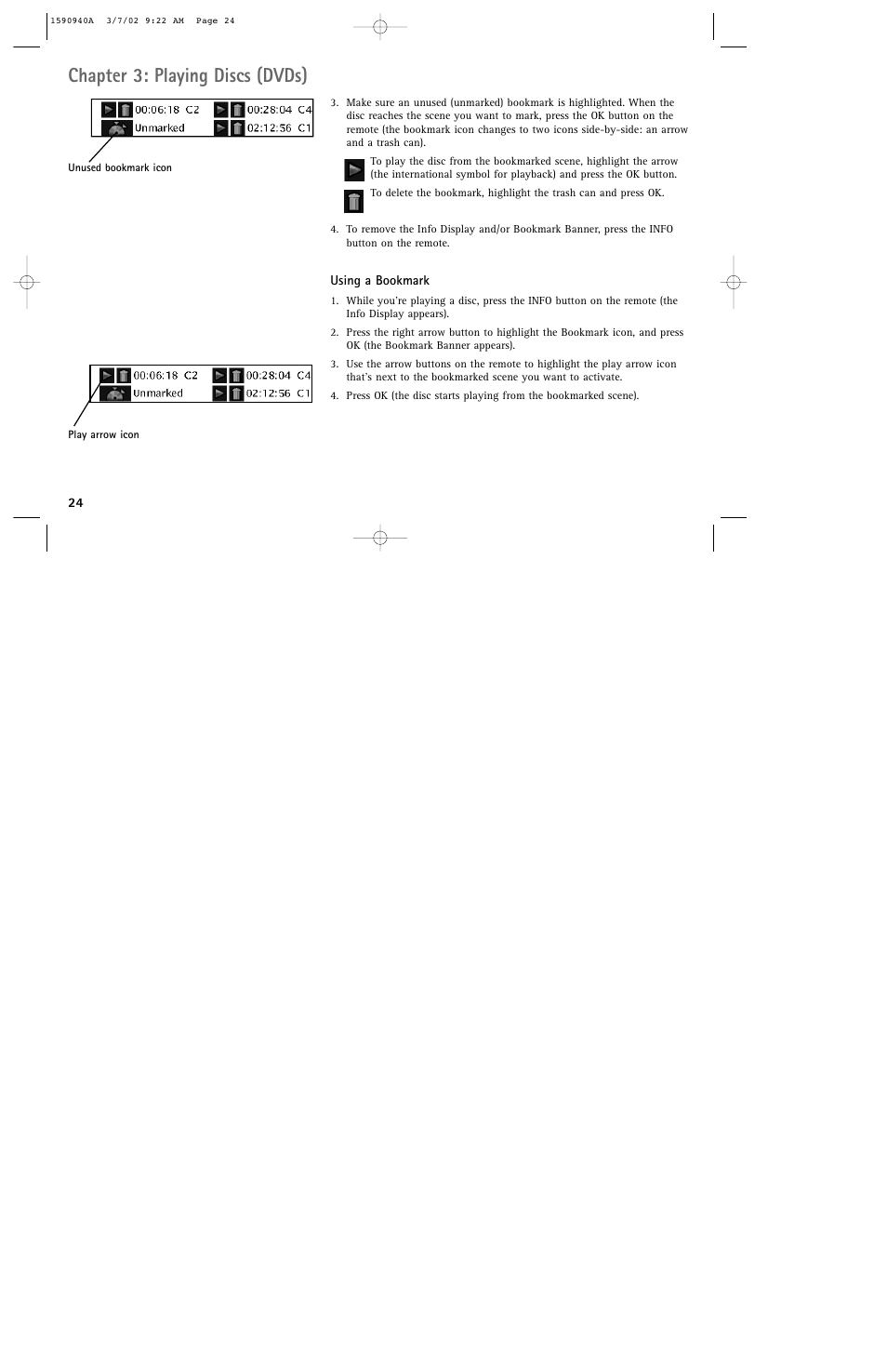 Chapter 3: playing discs (dvds) | RCA DRC220N User Manual | Page 26 / 68