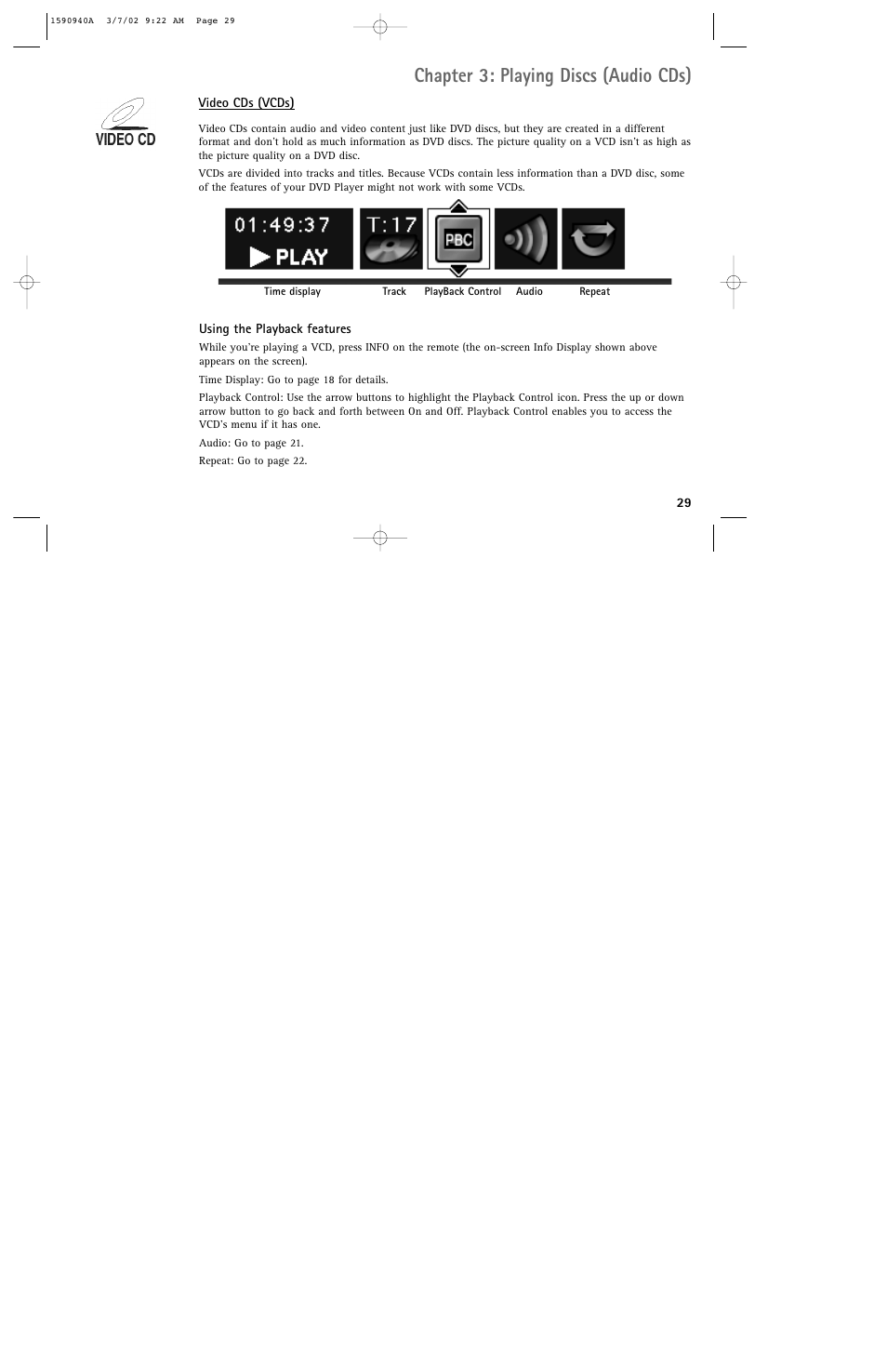 Chapter 3: playing discs (audio cds) | RCA DRC220N User Manual | Page 31 / 68