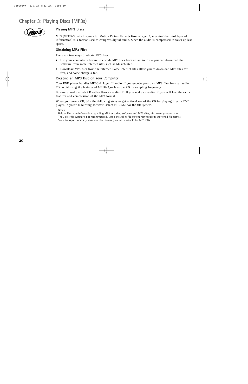 Chapter 3: playing discs (mp3s) | RCA DRC220N User Manual | Page 32 / 68