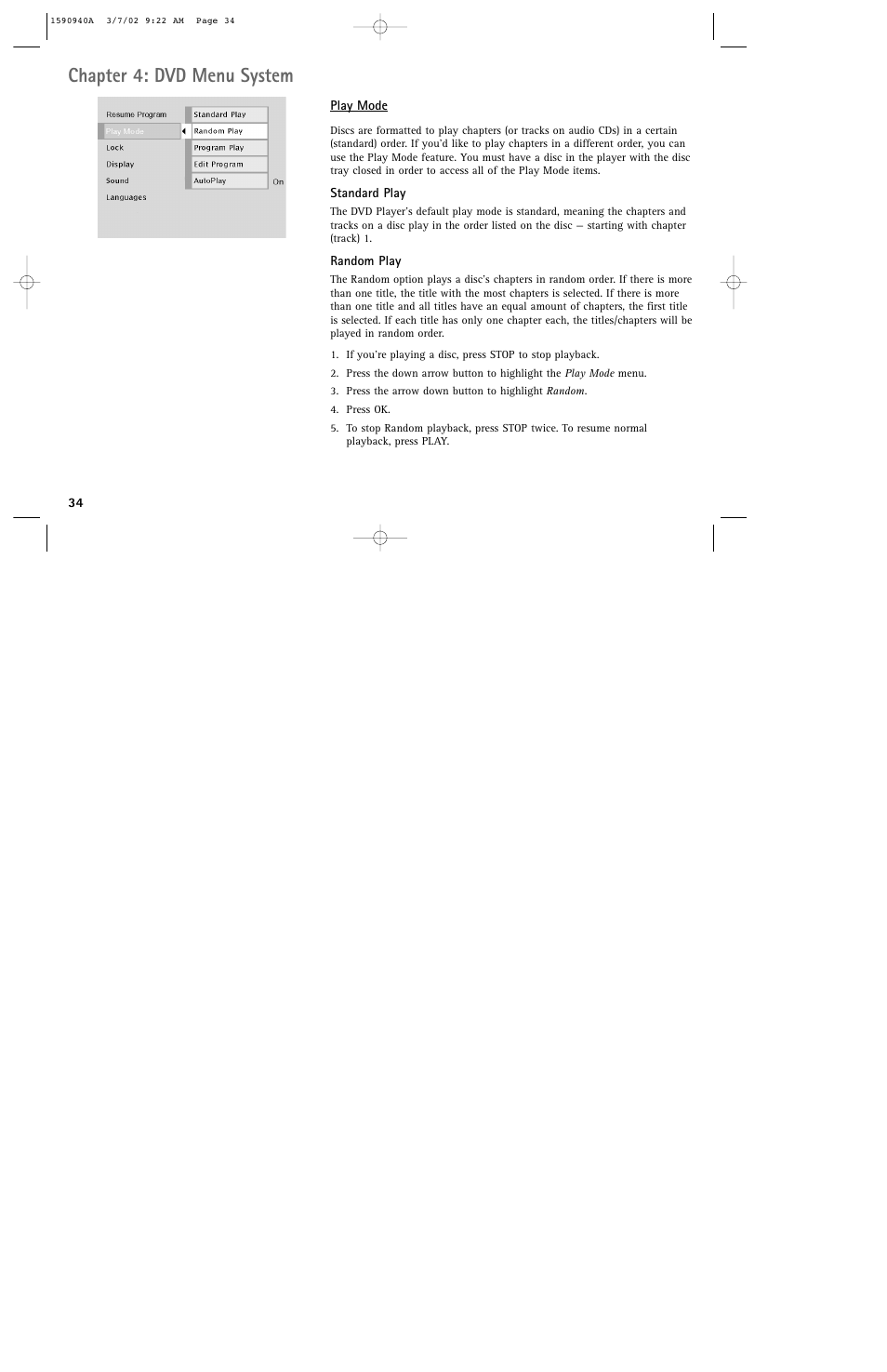 Chapter 4: dvd menu system | RCA DRC220N User Manual | Page 36 / 68