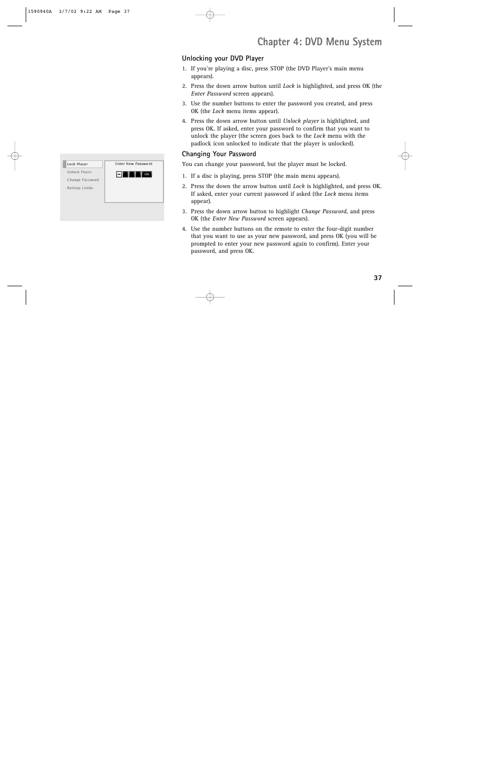 Chapter 4: dvd menu system | RCA DRC220N User Manual | Page 39 / 68