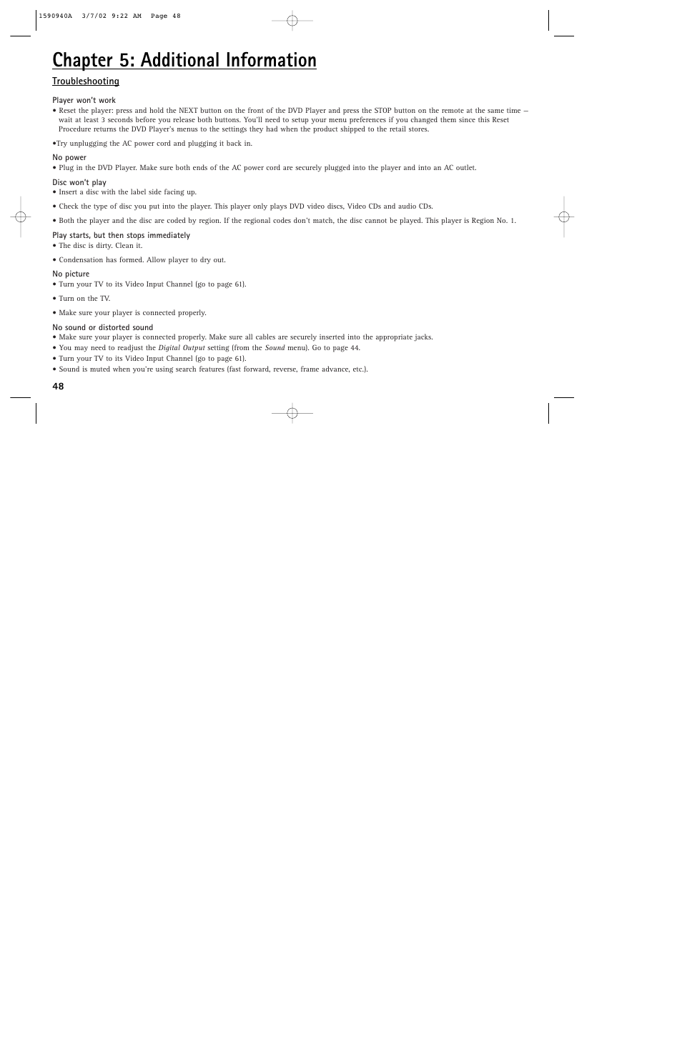 Chapter 5: additional information | RCA DRC220N User Manual | Page 50 / 68
