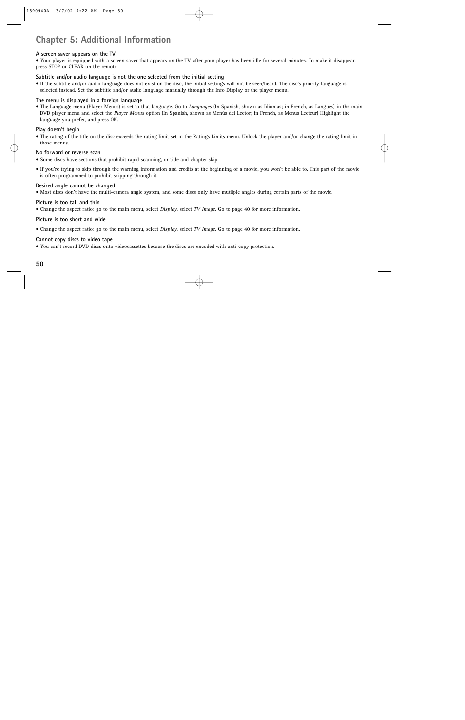 Chapter 5: additional information | RCA DRC220N User Manual | Page 52 / 68