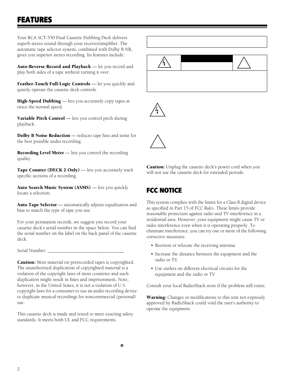 RCA SCT-550 User Manual | Page 2 / 12