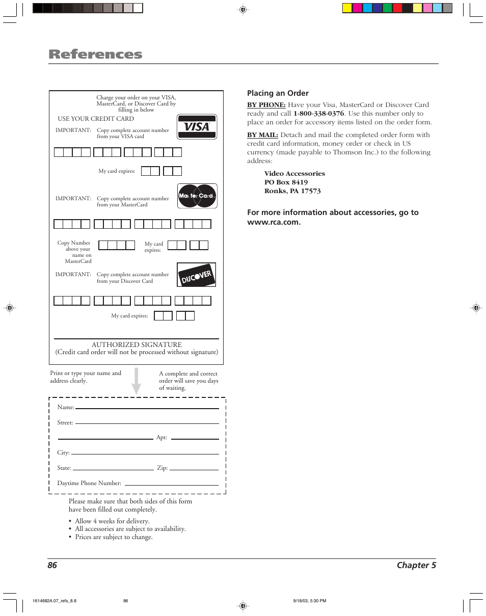 References, 86 chapter 5 | RCA HDLP61 User Manual | Page 88 / 96