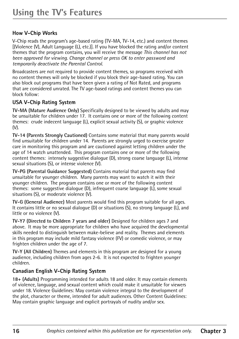 Using the tv’s features | RCA 1616362A User Manual | Page 18 / 32