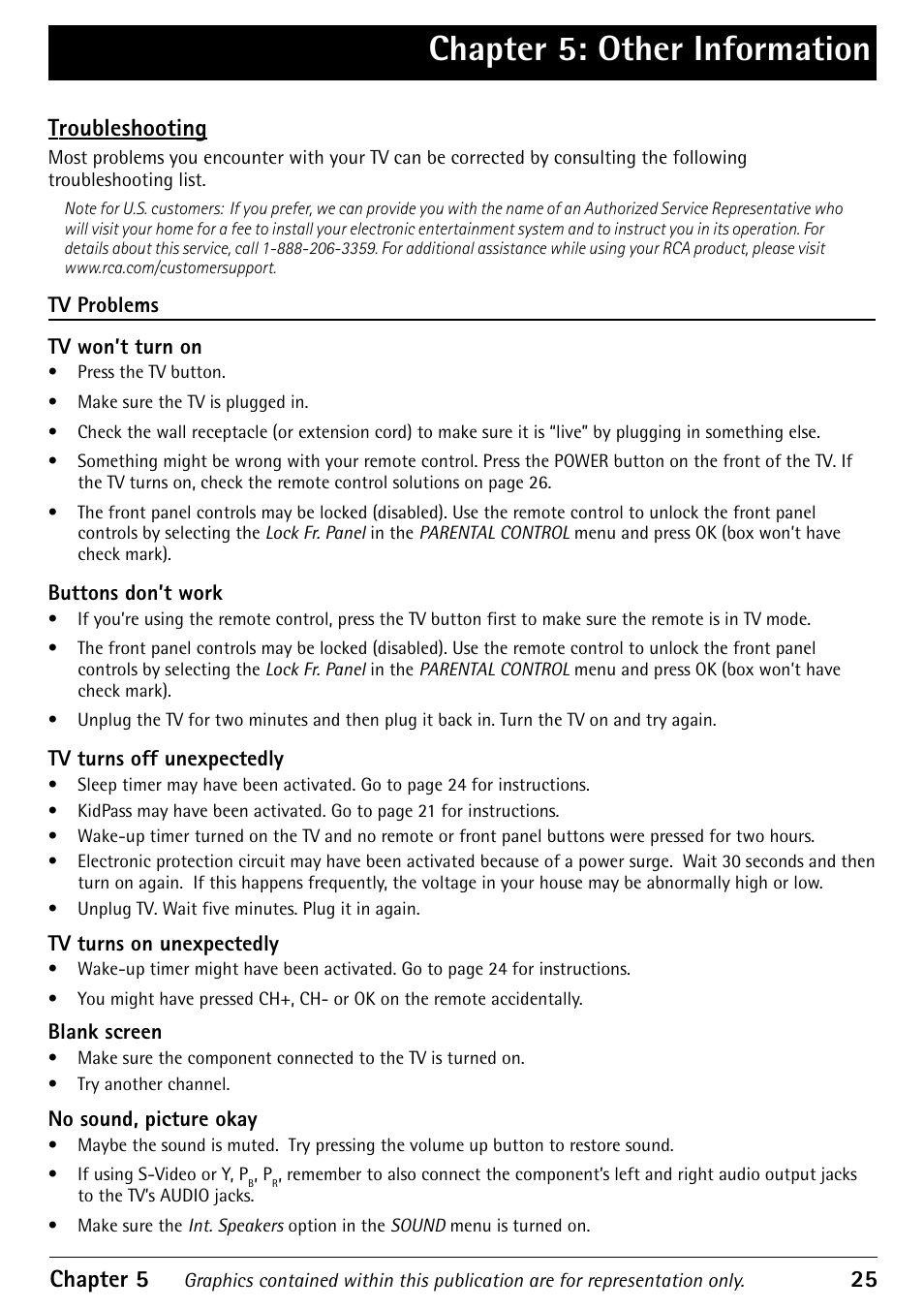 Chapter 5: other information, Chapter 5 25, Troubleshooting | RCA 1616362A User Manual | Page 27 / 32