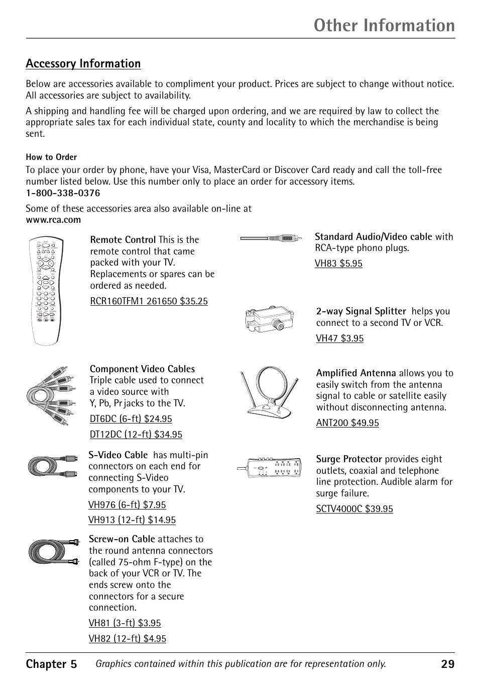 Other information, Chapter 5 29, Accessory information | How to order | RCA 1616362A User Manual | Page 31 / 32