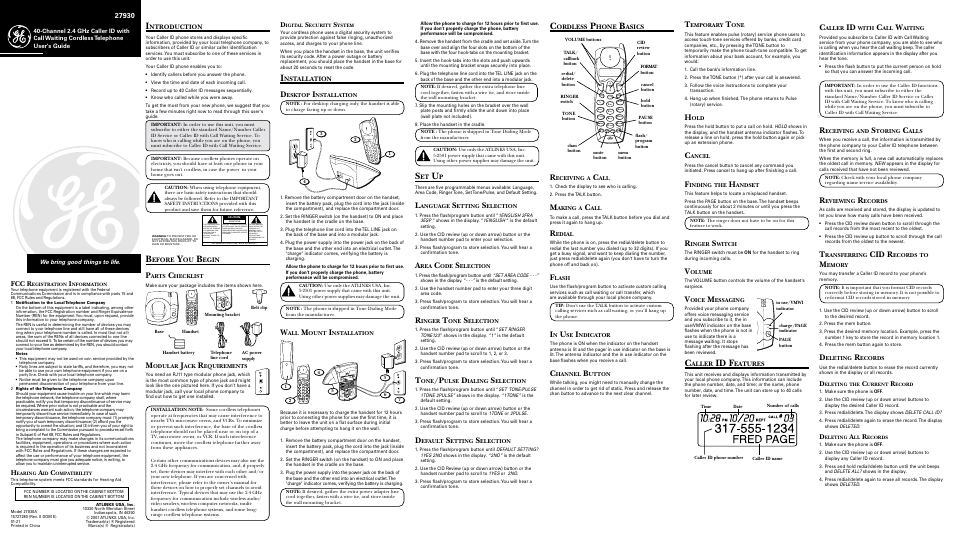 RCA 27930 User Manual | 2 pages