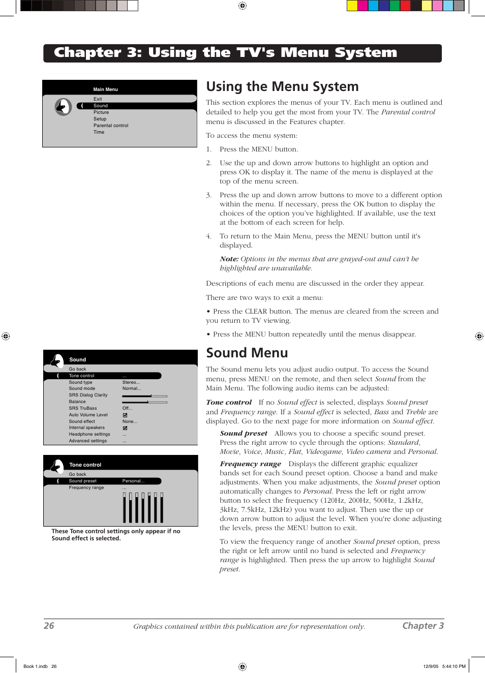 Sound menu, 26 chapter 3 | RCA LCD User Manual | Page 26 / 44
