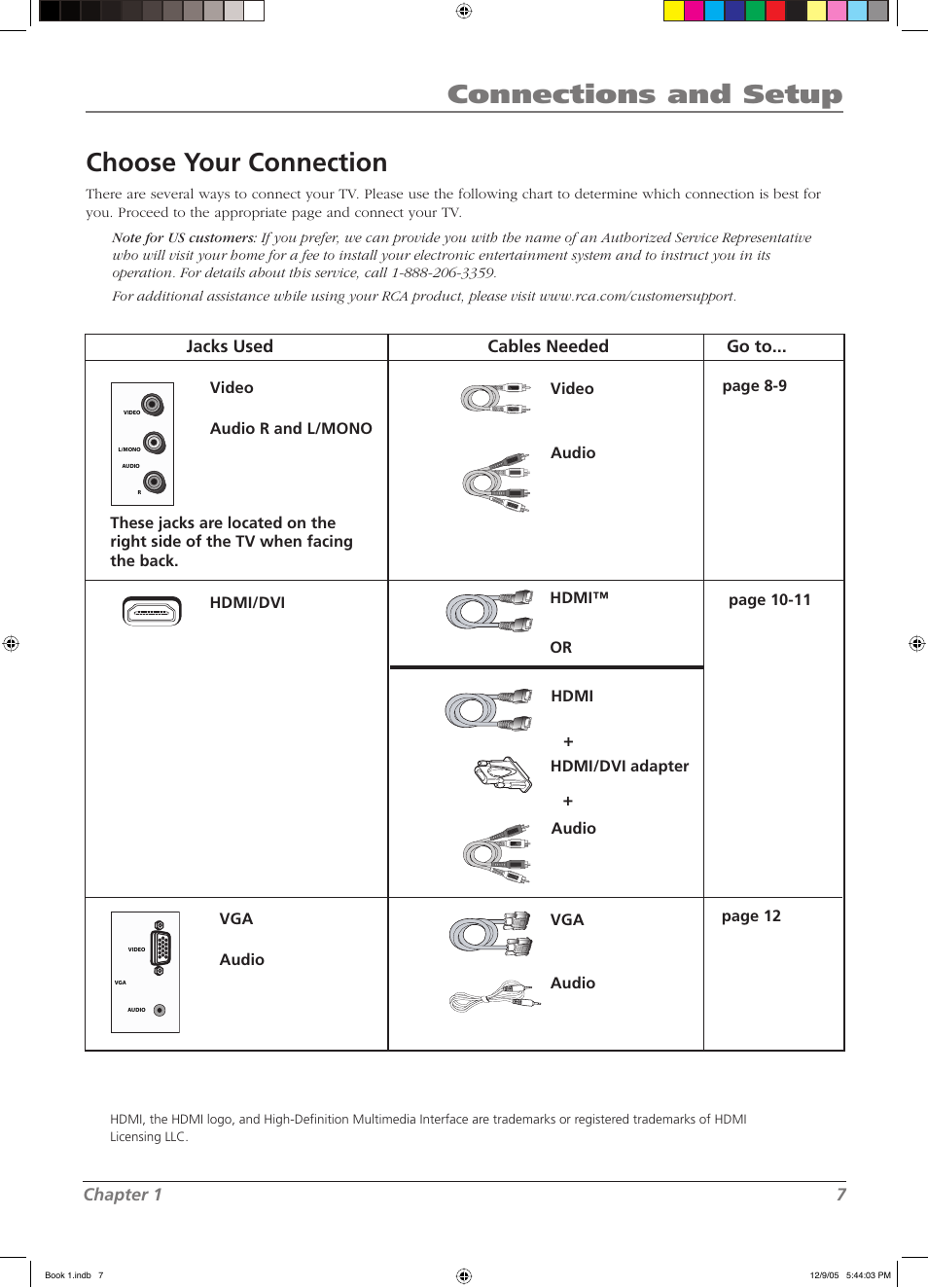 Connections and setup, Choose your connection | RCA LCD User Manual | Page 7 / 44