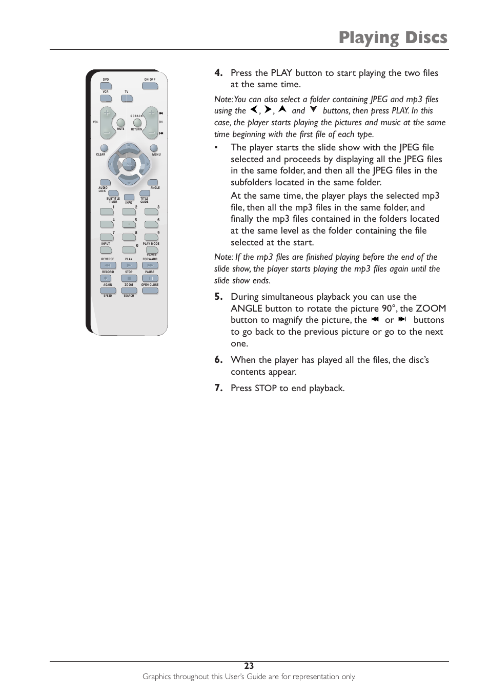 Playing discs, Press, Stop | RCA DRC233N User Manual | Page 25 / 44