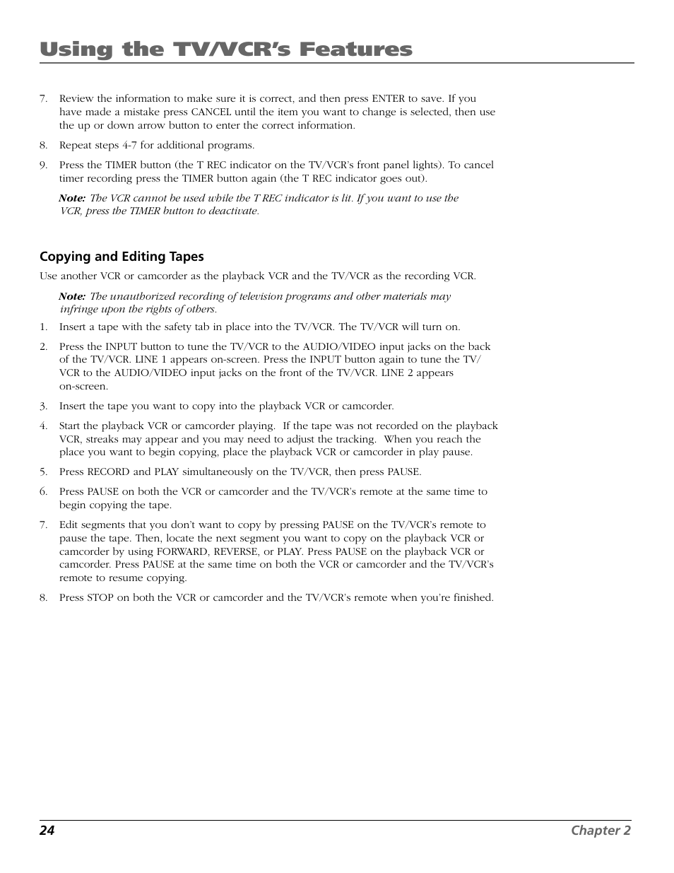 Using the tv/vcr’s features | RCA F19425 User Manual | Page 26 / 44