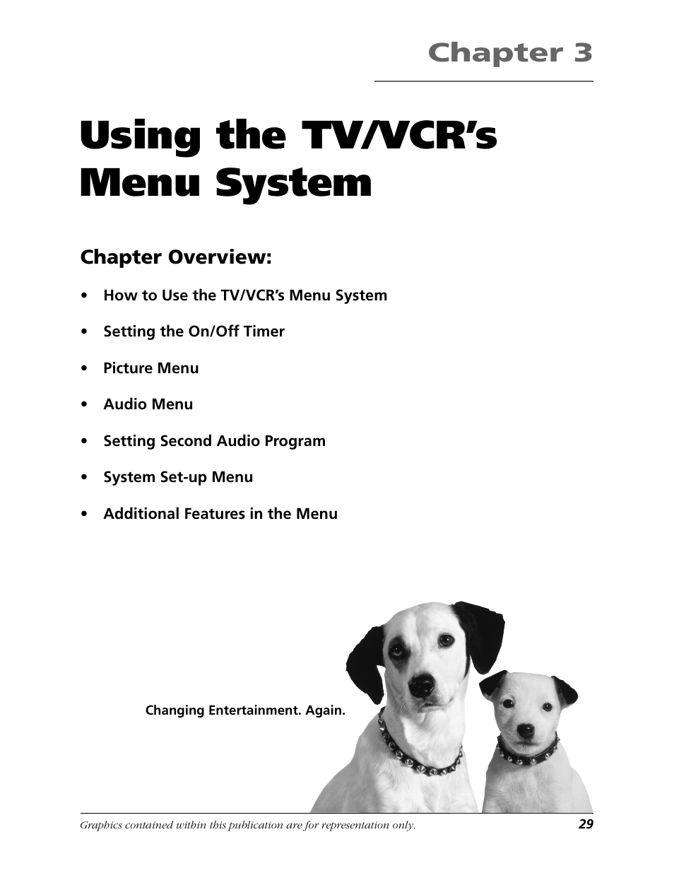 Using the tv/vcr’s menu system, Chapter 3, Chapter overview | RCA F19425 User Manual | Page 31 / 44