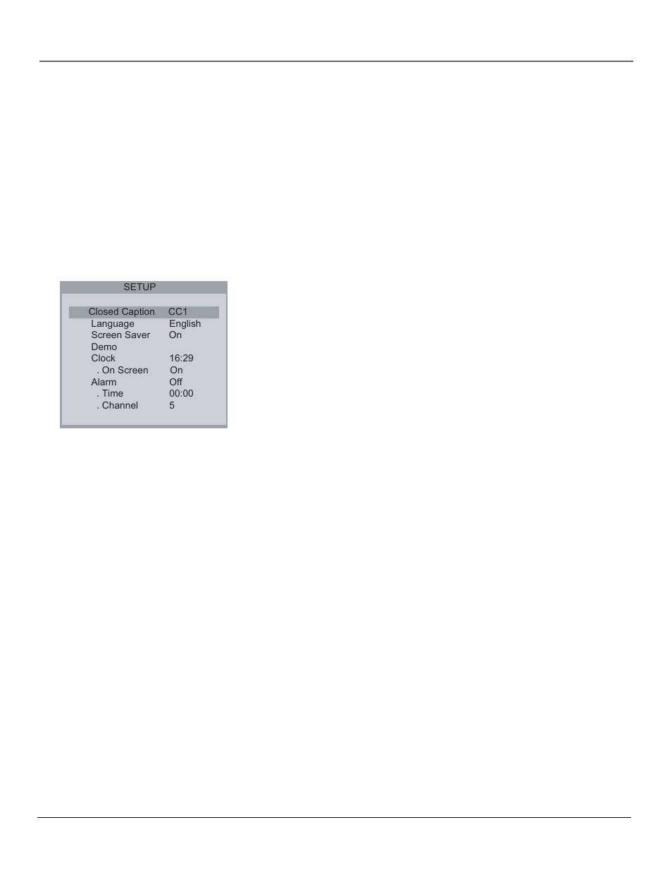 Setup menu, Menus and features | RCA CR20310 User Manual | Page 17 / 24