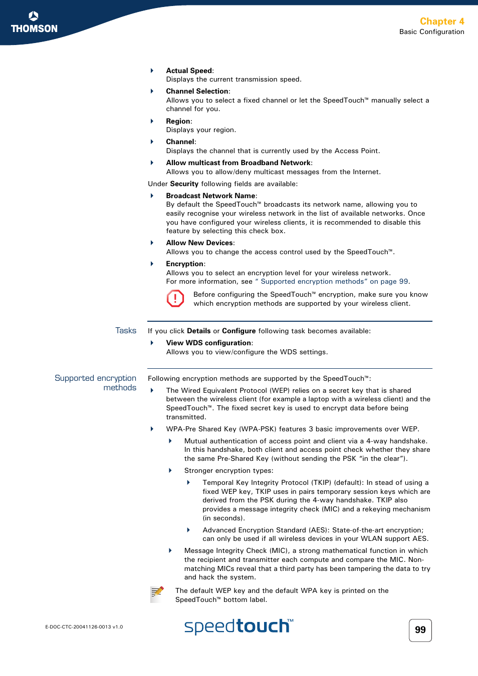 Tasks, Supported encryption methods, Chapter 4 | RCA 608WL User Manual | Page 101 / 228