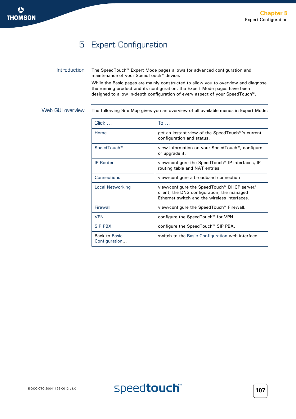 5 expert configuration, Introduction, Web gui overview | Expert configuration, 5 expert, Mode, Chapter 5 | RCA 608WL User Manual | Page 109 / 228