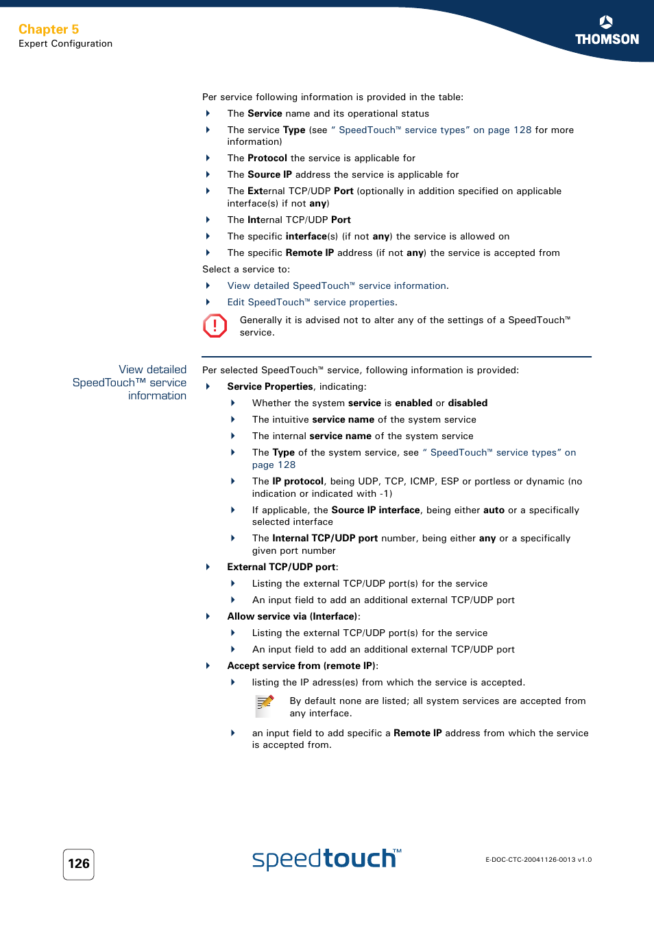 View detailed speedtouch™ service information, Chapter 5 | RCA 608WL User Manual | Page 128 / 228