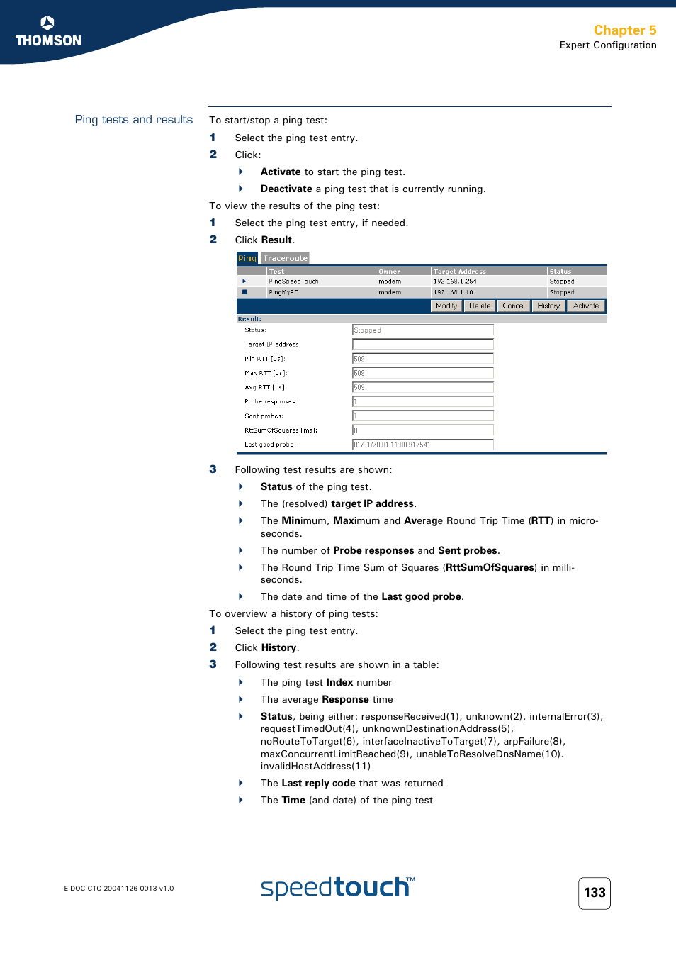 Ping tests and results, Ping tests and, Results | Chapter 5 | RCA 608WL User Manual | Page 135 / 228