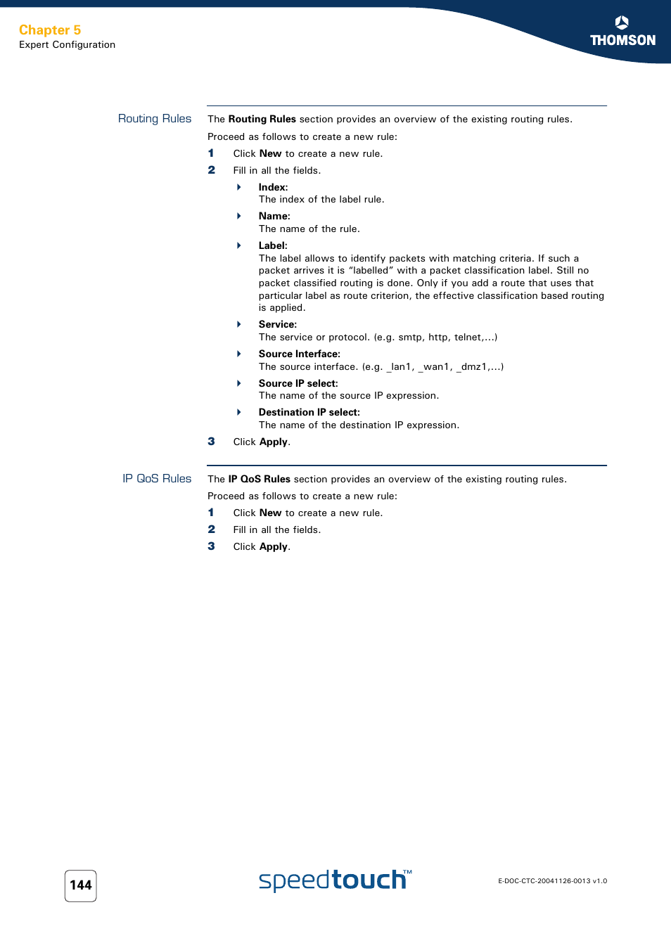 Routing rules, Ip qos rules, Chapter 5 | RCA 608WL User Manual | Page 146 / 228