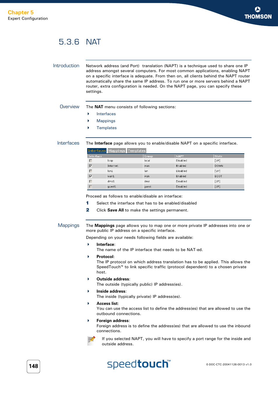 6 nat, Introduction, Overview | Interfaces, Mappings, Chapter 5 | RCA 608WL User Manual | Page 150 / 228