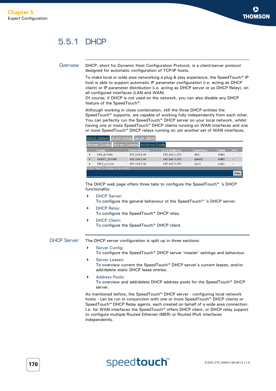 1 dhcp, Overview, Dhcp server | Dhcp, Chapter 5 | RCA 608WL User Manual | Page 172 / 228