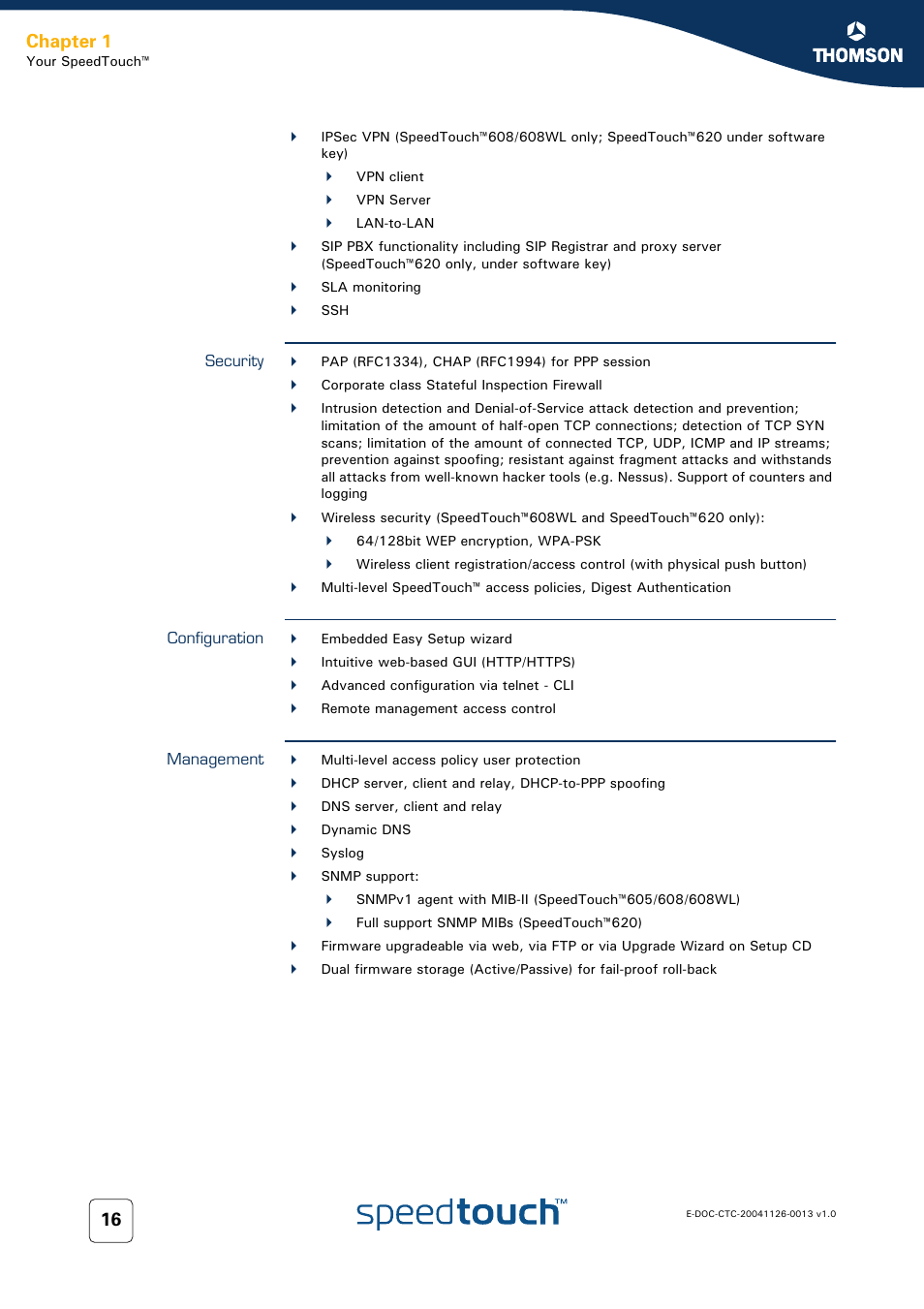 Security, Configuration, Management | Chapter 1 | RCA 608WL User Manual | Page 18 / 228