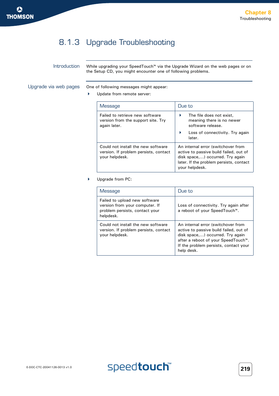 3 upgrade troubleshooting, Introduction, Upgrade troubleshooting | Chapter 8 | RCA 608WL User Manual | Page 221 / 228